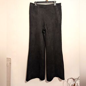 Wynne Collection pants women's large black pull-on wide flare leg nwot
